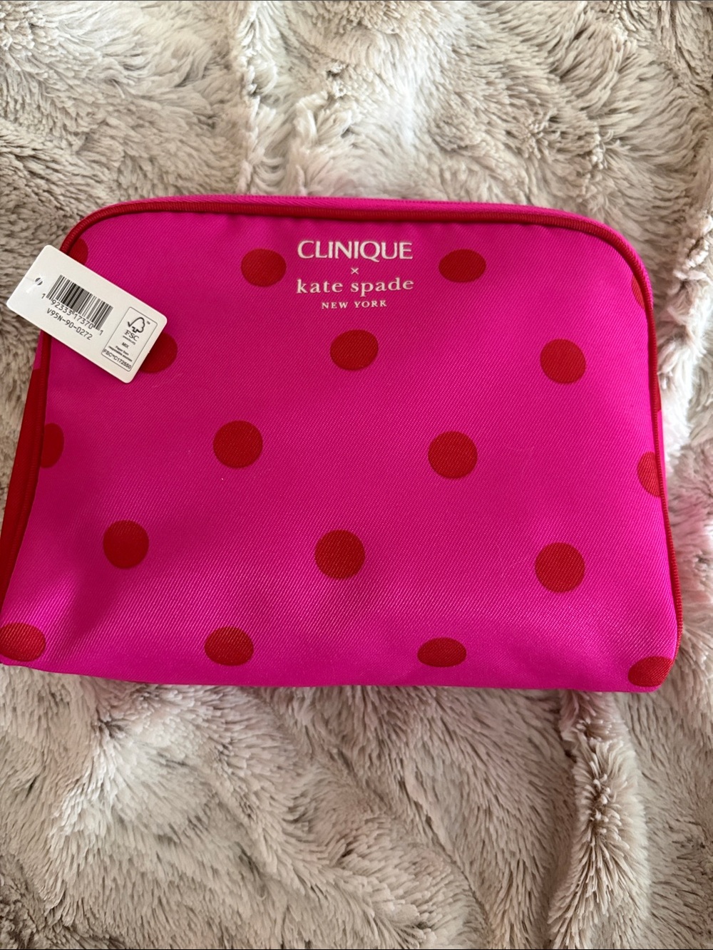 Clinique Pink with Red Polka Dot Makeup Bag by Kate Spade